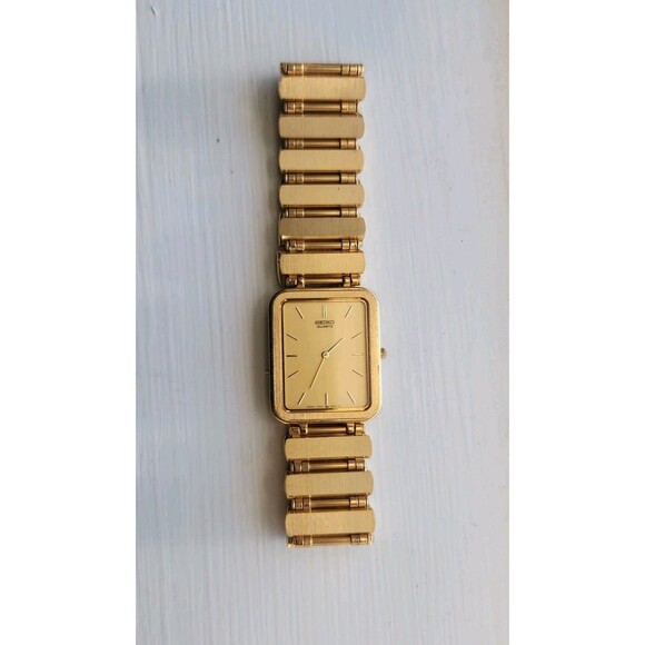 Seiko Quartz 7320-5889 Vintage Gold Tone Rectangular Dress Watch Japan 1984 - Picture 10 of 16